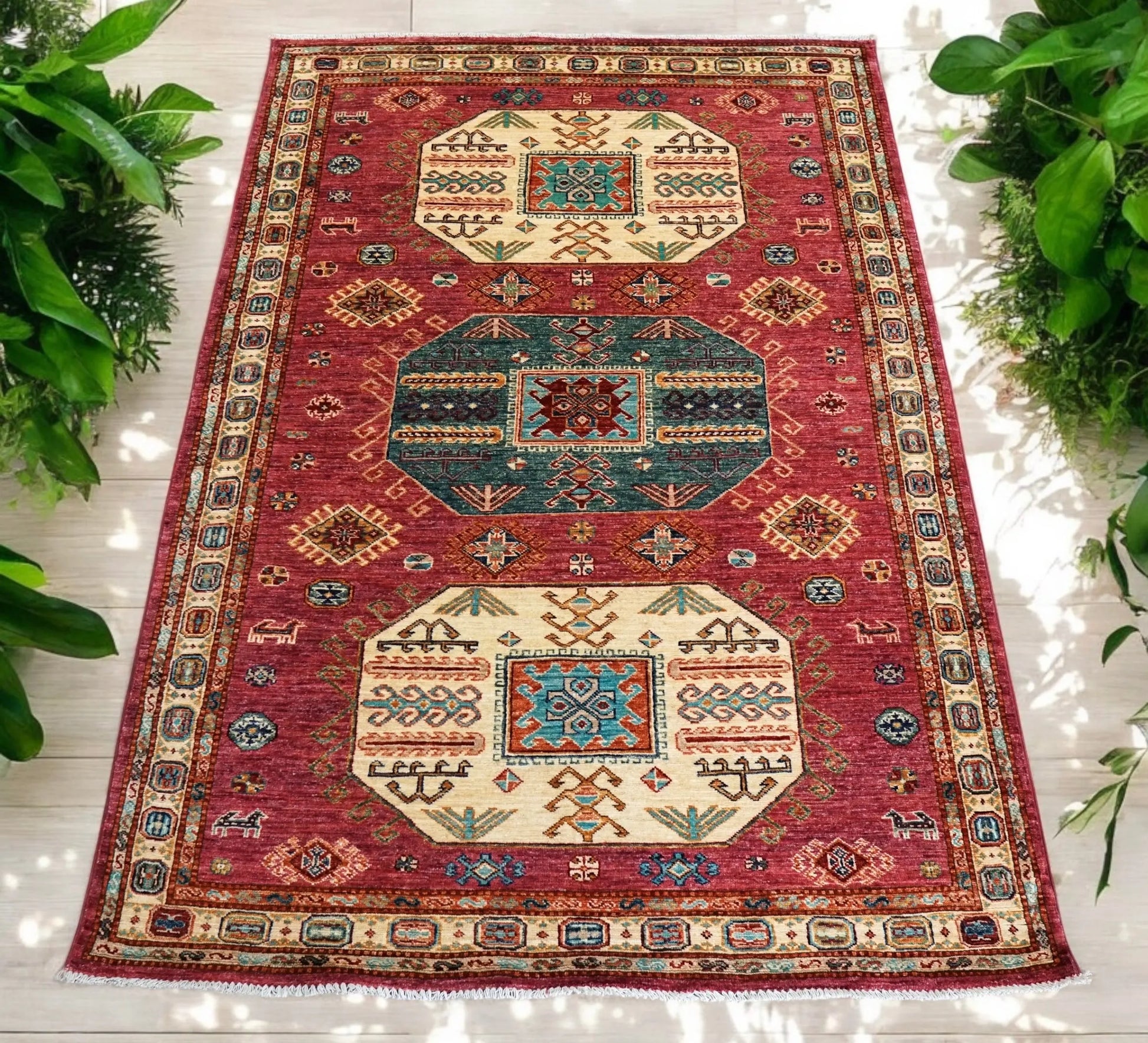 212×146cｍ アフガニスタン ガズニーウール 手織り絨毯 Decorworks