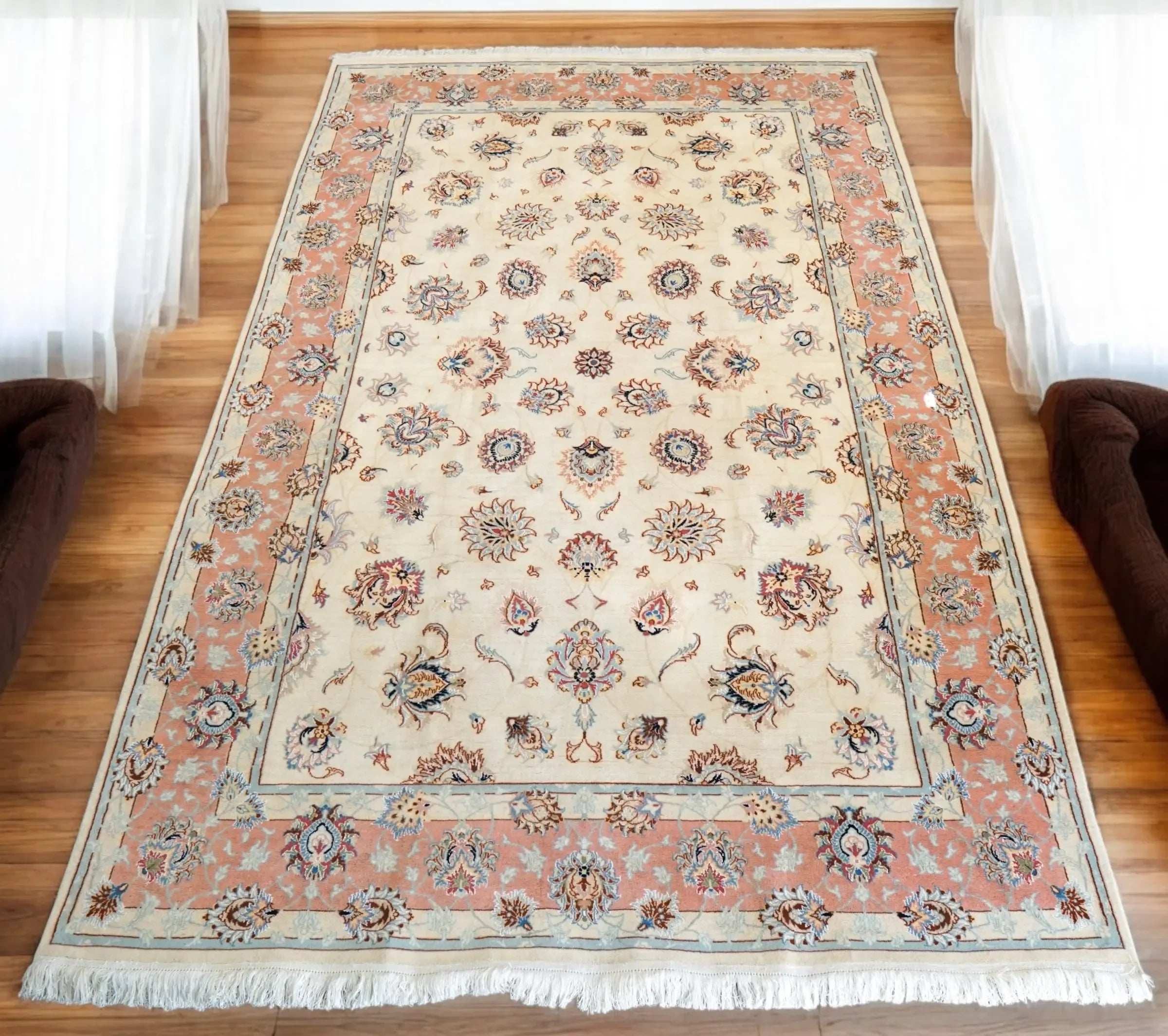 手織り ペルシャ絨毯 タブリーズ産 ウール シルク クリーニング済み 293×188cm ペルシャ手織り絨毯 タブリーズ産 - Decorworks