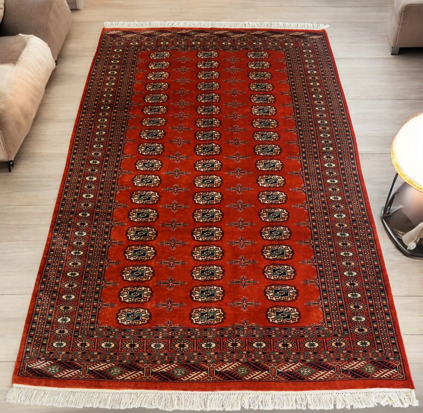 205×141cm トルクメン ボハララグ 手織り絨毯 Decorworks