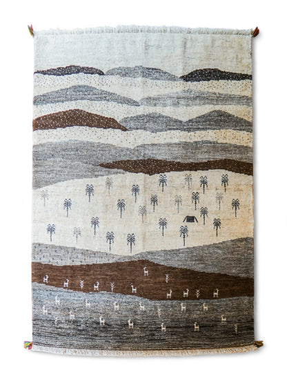  200×159cm ペルシャ絨毯 手織りギャッベアマレ族ギャベ