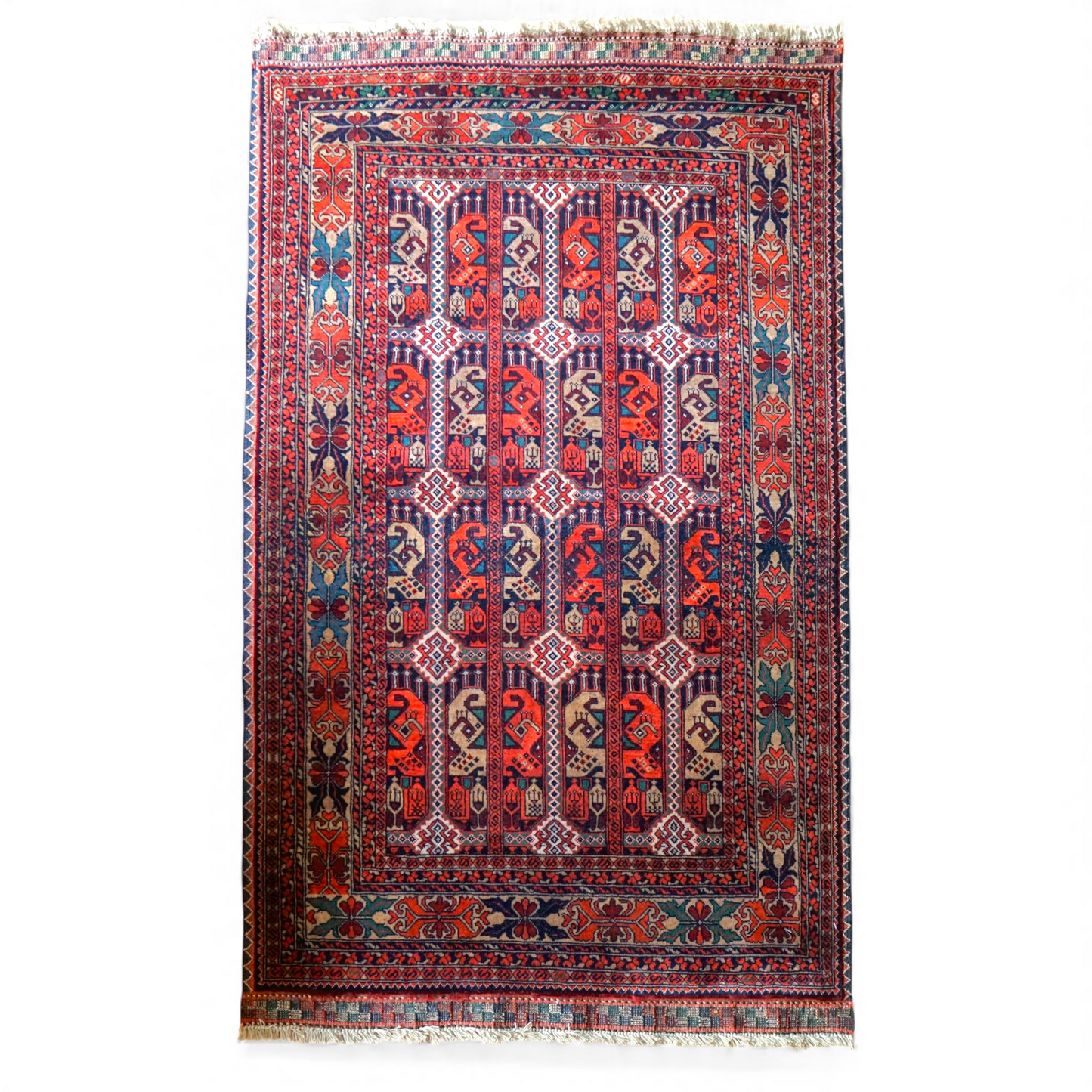  アフガン手織り絨毯 トルクメン ラグ 150×101cm