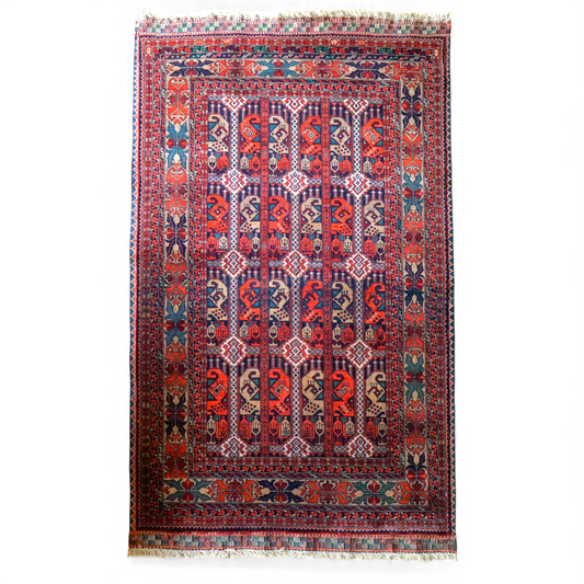  アフガン手織り絨毯 トルクメン ラグ 150×101cm