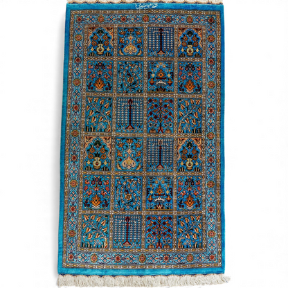  ペルシャ絨毯 クム産 モスサビ房 シルク 89×56cm　