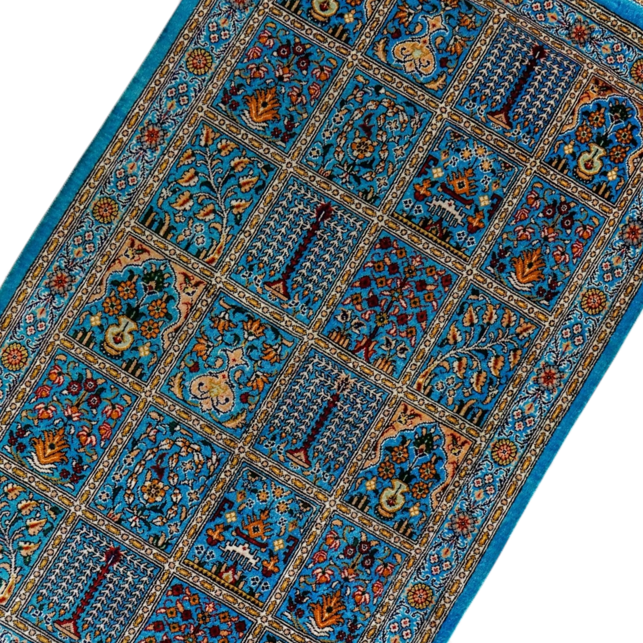  ペルシャ絨毯 クム産 モスサビ房 シルク 89×56cm　