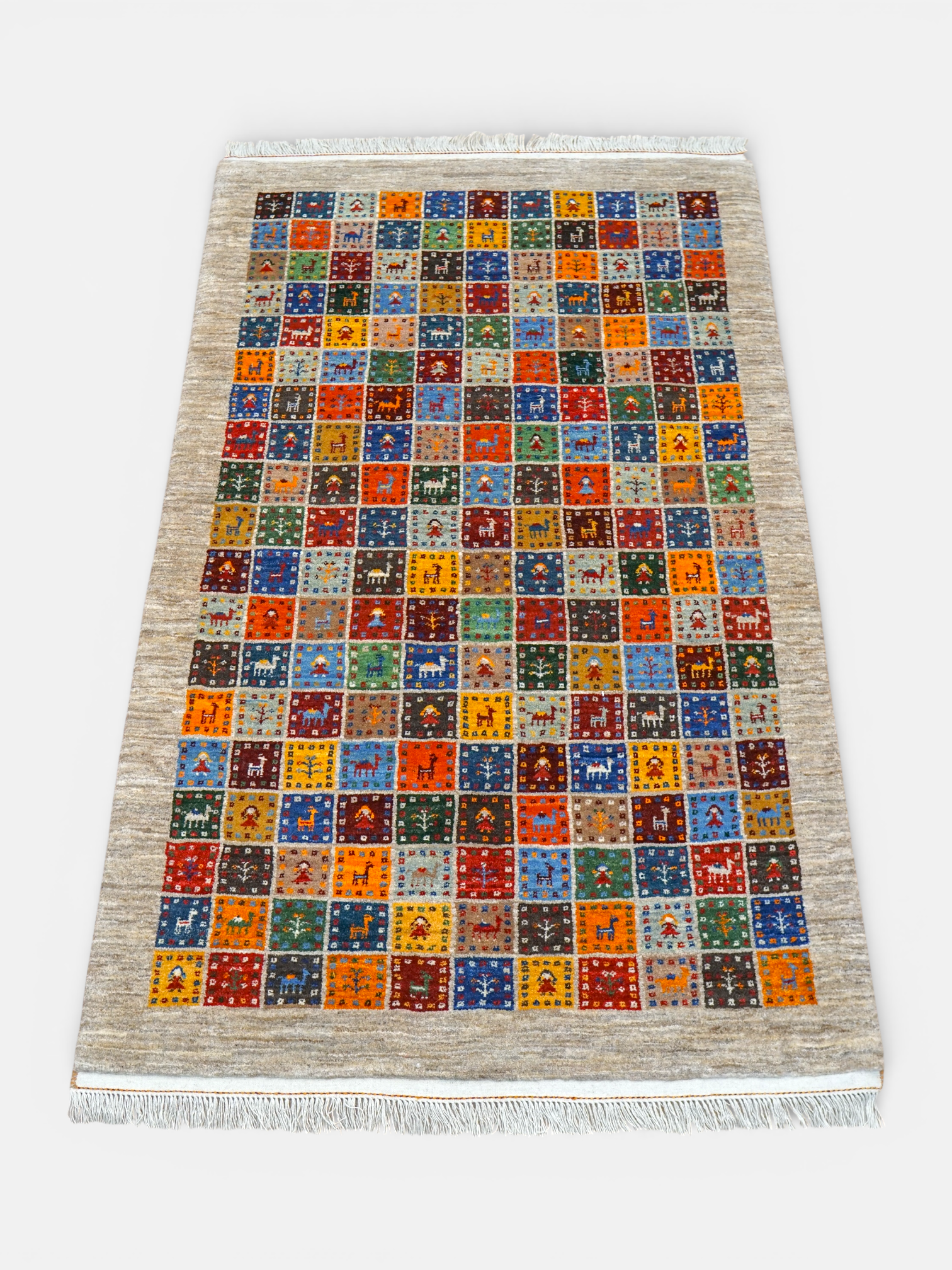  ペルシャ絨毯 手織りカシュクリギャッベ 188×118cm リズバフト