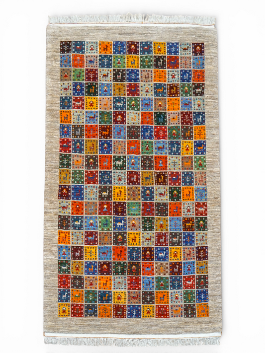  ペルシャ絨毯 手織りカシュクリギャッベ 188×118cm リズバフト