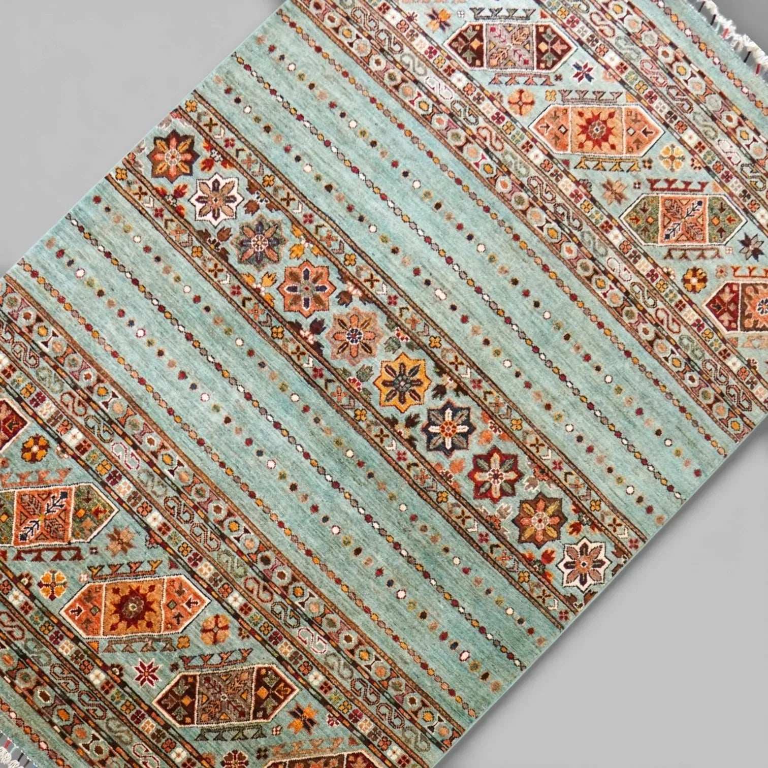  アフガニスタン ガズニーウール 手織り絨毯 210×153cｍ khurjeen rug