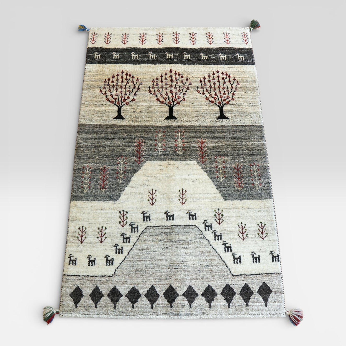 ペルシャ絨毯 カシュクリ ギャッベ リズバフトギヤべ 144×86cm