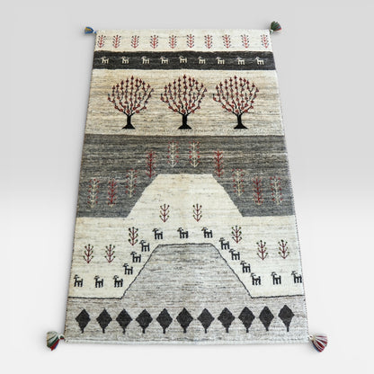 ペルシャ絨毯 カシュクリ ギャッベ リズバフトギヤべ 144×86cm