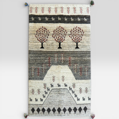 ペルシャ絨毯 カシュクリ ギャッベ リズバフトギヤべ 144×86cm