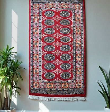  パキスタン手織り絨毯 トルクメンボハラ トライバルラグ 130×80cm