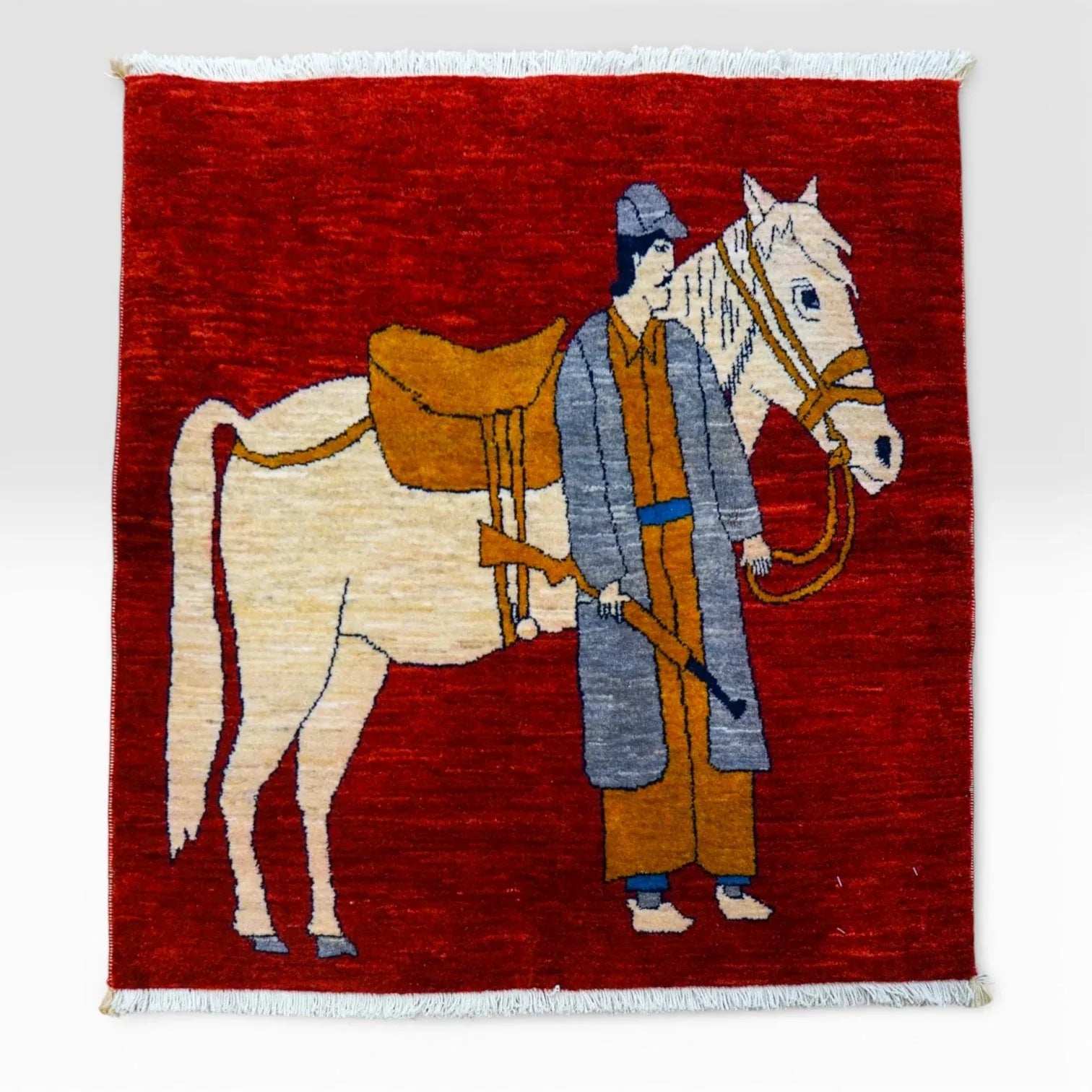  ペルシャ絨毯 カシュカイ族 88x87cm トライバルラグ
