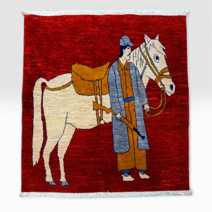  ペルシャ絨毯 カシュカイ族 88x87cm トライバルラグ