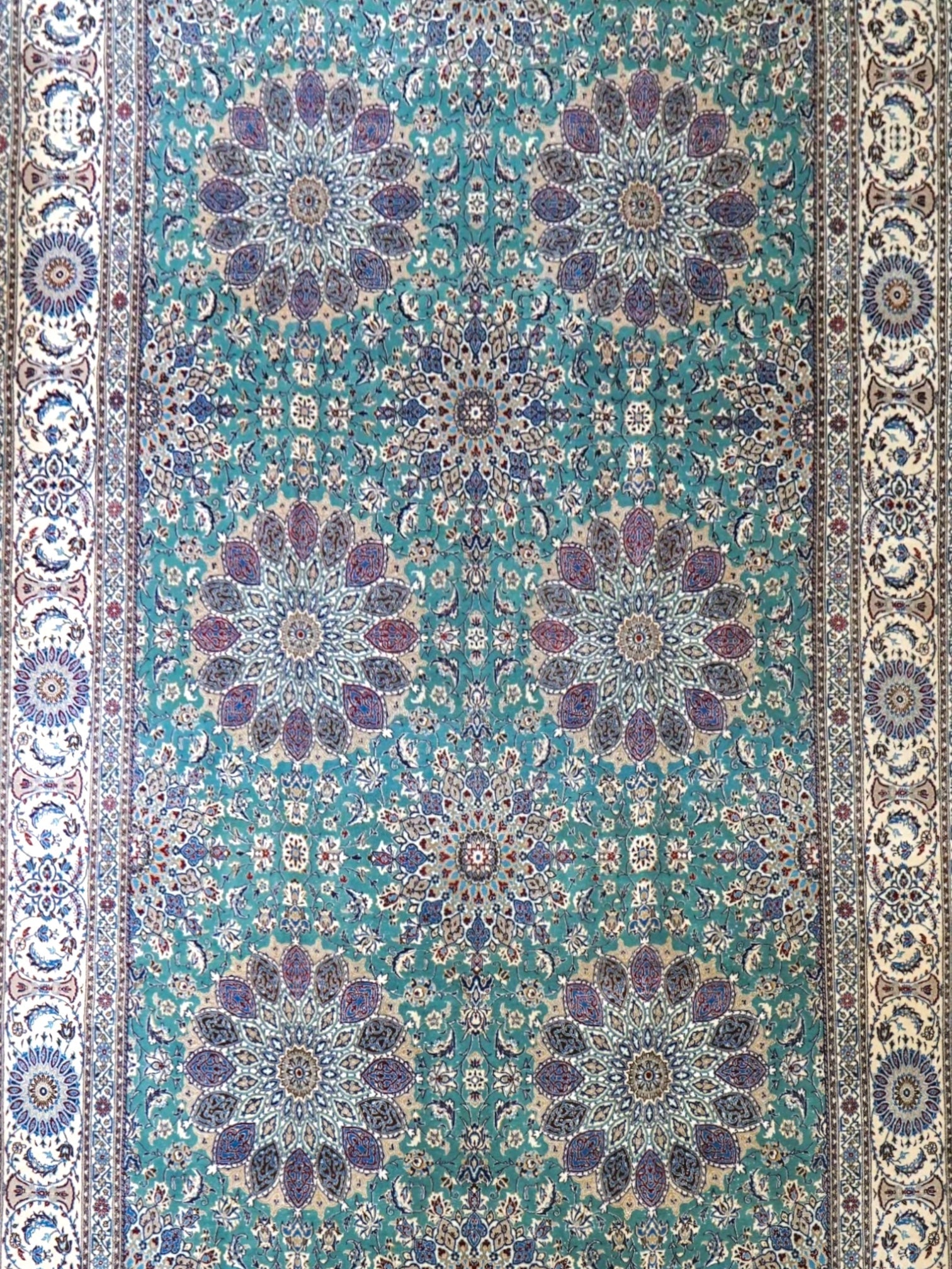  ペルシャ絨毯 ナイン産 4LA 295×196cm｜コルクウール＆シルク 手織り 高密度ラグ 大判リビングサイズ