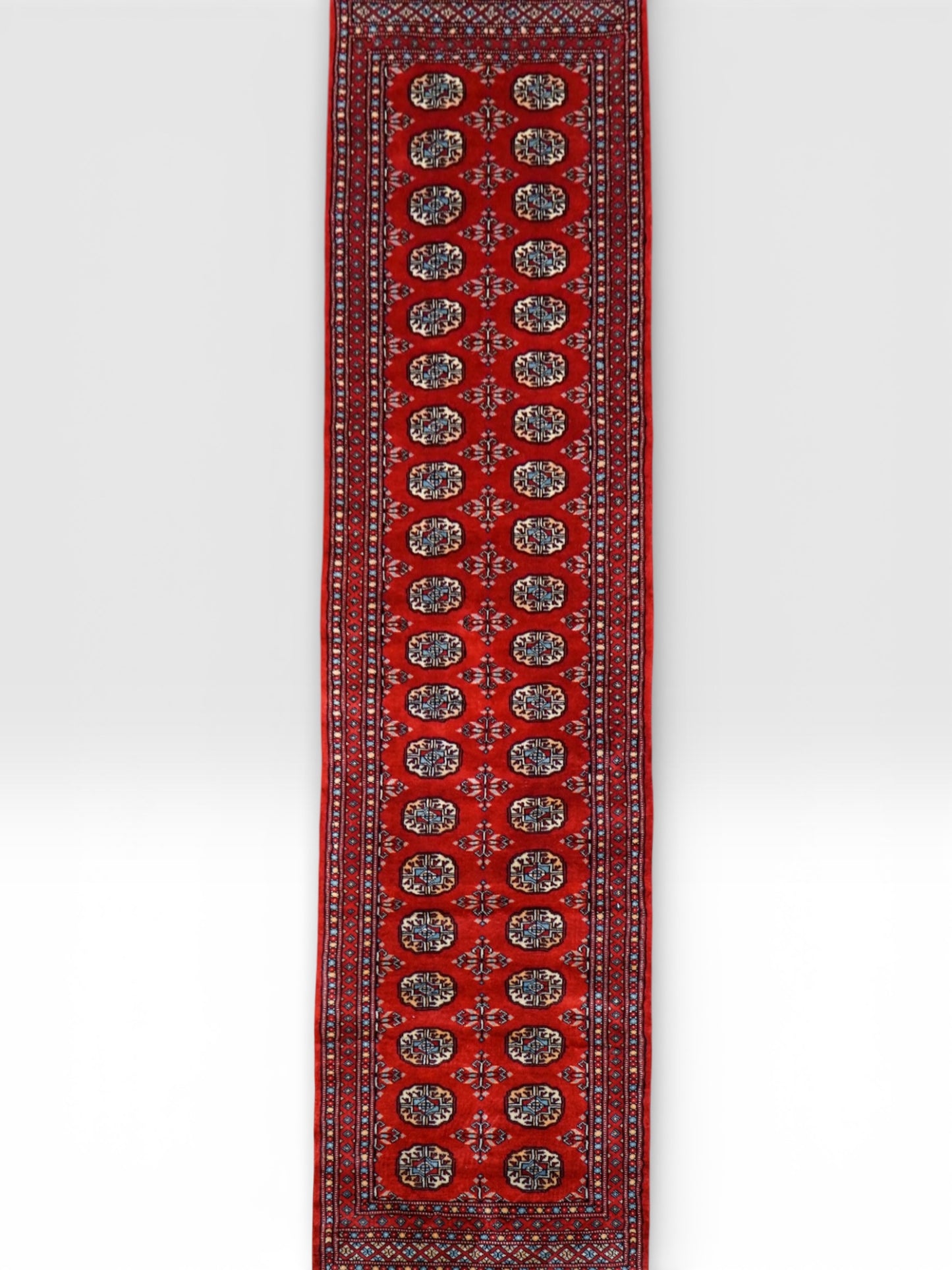 パキスタン手織り絨毯 ランナー 280×82cm｜ウール100% トライバルデザイン 廊下・キッチンラグ