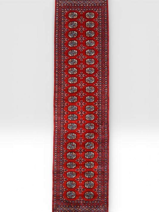 パキスタン手織り絨毯 ランナー 280×82cm｜ウール100% トライバルデザイン 廊下・キッチンラグ