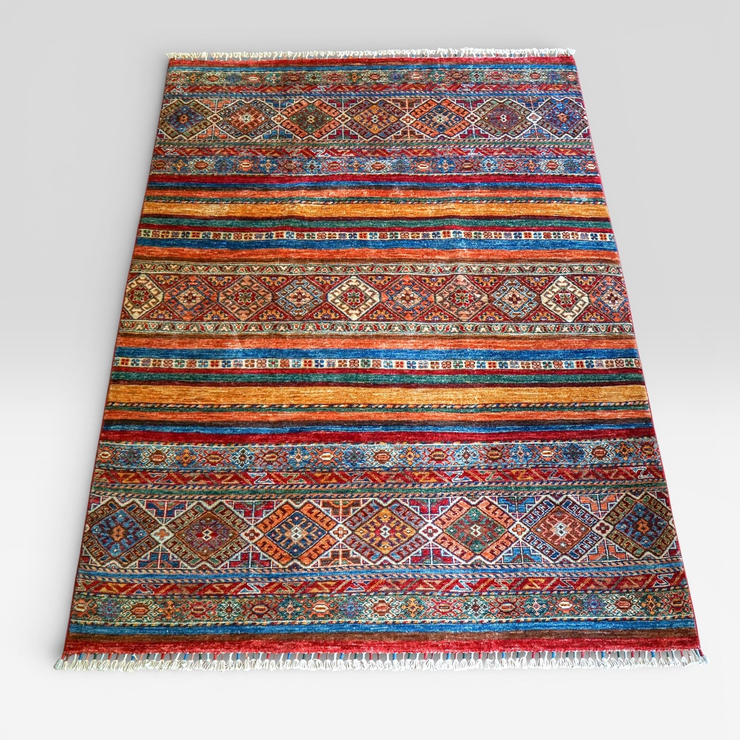 アフガニスタン手織り絨毯 ガズニーウール 200×149cm｜クルジーンデザイン トライバルラグ リビングサイズ