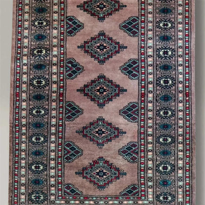  パキスタン手織り絨毯 147×76cm｜ニュージーランド産ウール使用 上質ウーステッドウール トライバルデザイン