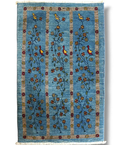  ペルシャ手織り カシュクリギャッベ リズバフト 95×64cm｜伝統意匠・鳥と生命の木文様