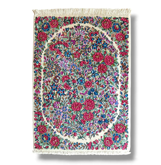  ペルシャ手織り絨毯 ケルマン産 75×55cm｜草木染めウール