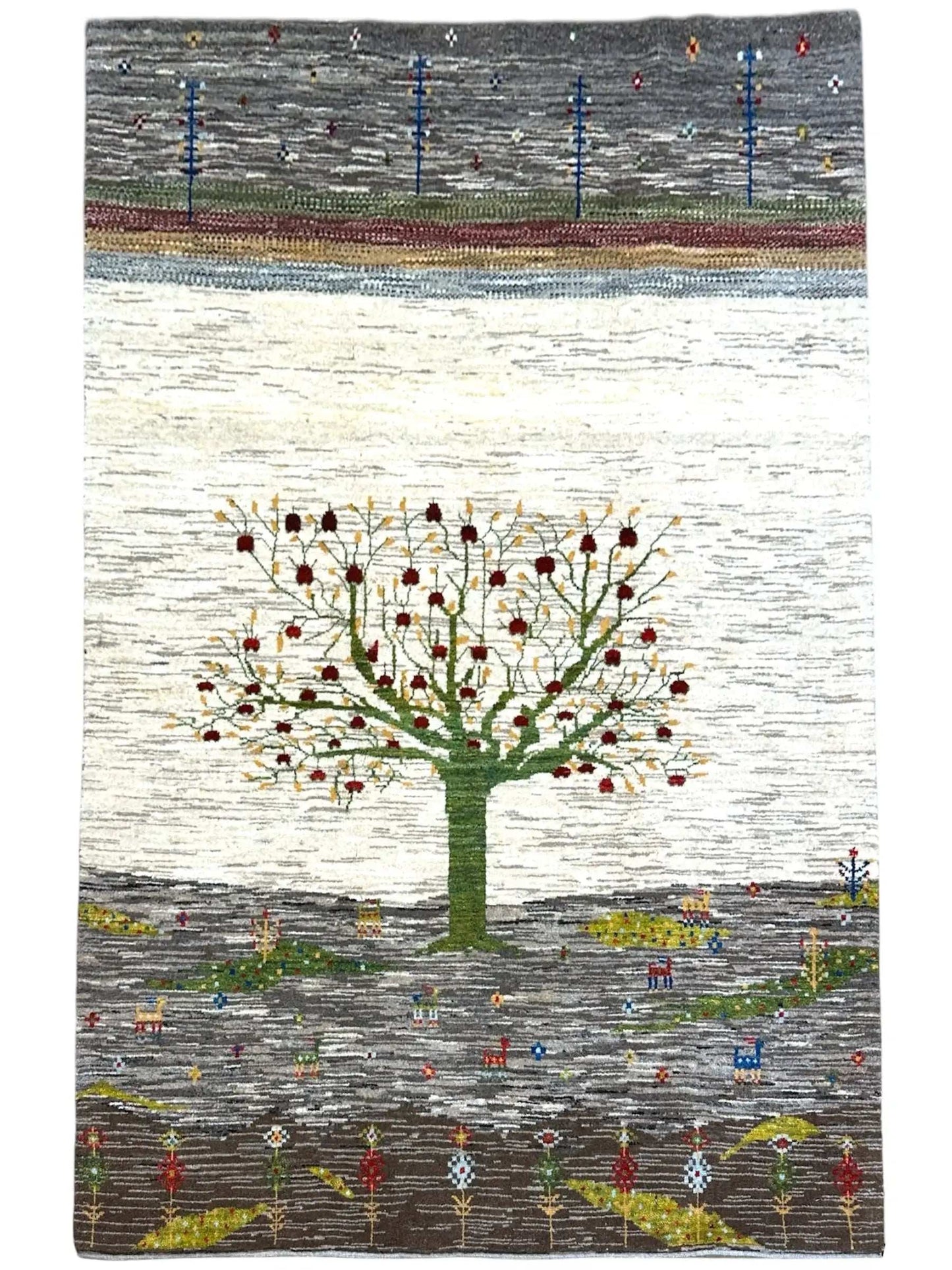  ペルシャ手織り カシュクリギャッベ 229×159cm｜生命の樹デザイン 草木染めウール