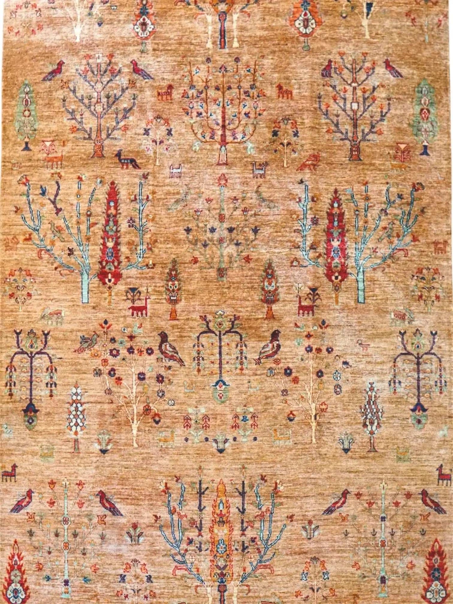  アフガニスタン手織り絨毯 ガズニ ギャッベ 247×170cm｜手紡ぎウール・草木染め 大判リビングサイズ