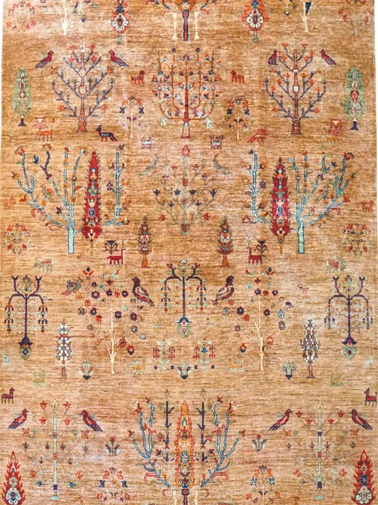  アフガニスタン手織り絨毯 ガズニ ギャッベ 247×170cm｜手紡ぎウール・草木染め 大判リビングサイズ