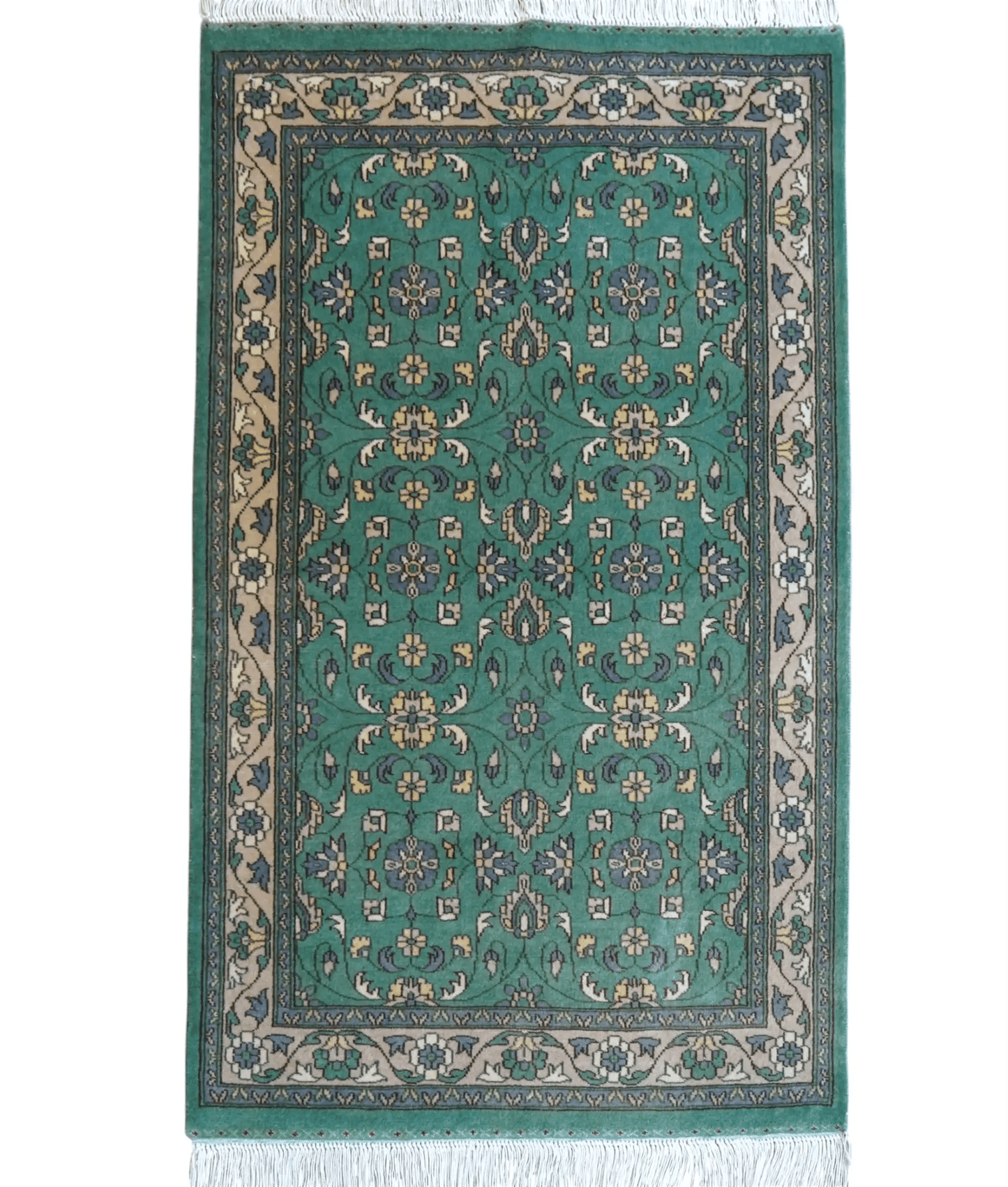  パキスタン手織り絨毯 124×80cm｜高密度ウール・ニュージーランド梳毛使用