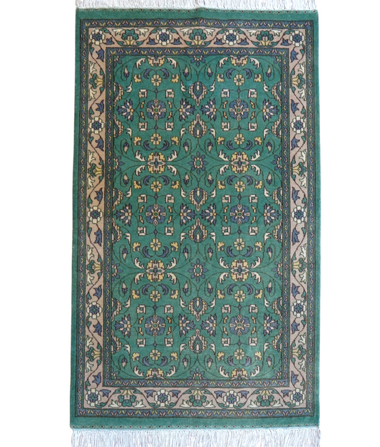  パキスタン手織り絨毯 124×80cm｜高密度ウール・ニュージーランド梳毛使用