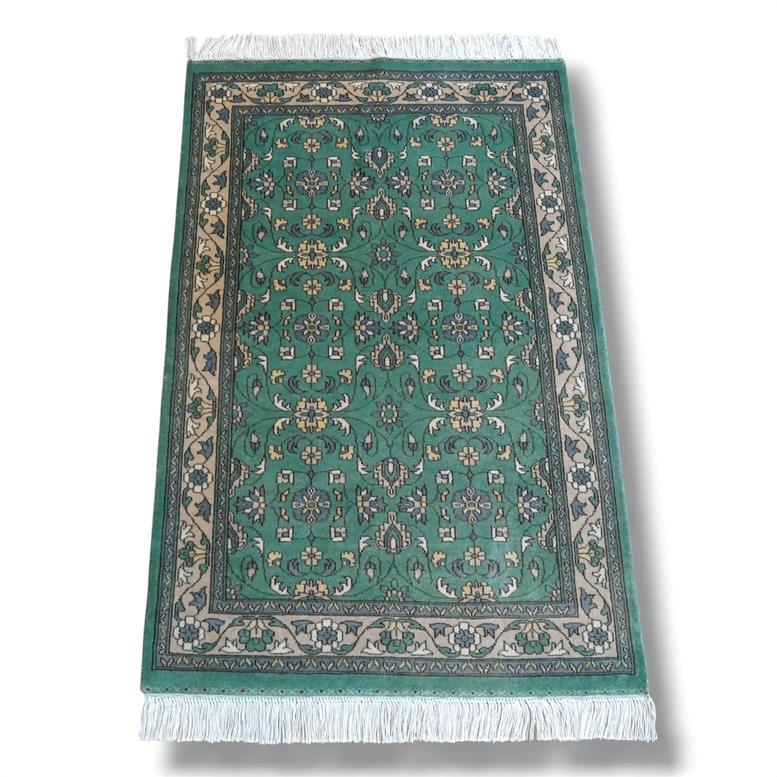  パキスタン手織り絨毯 124×80cm｜高密度ウール・ニュージーランド梳毛使用