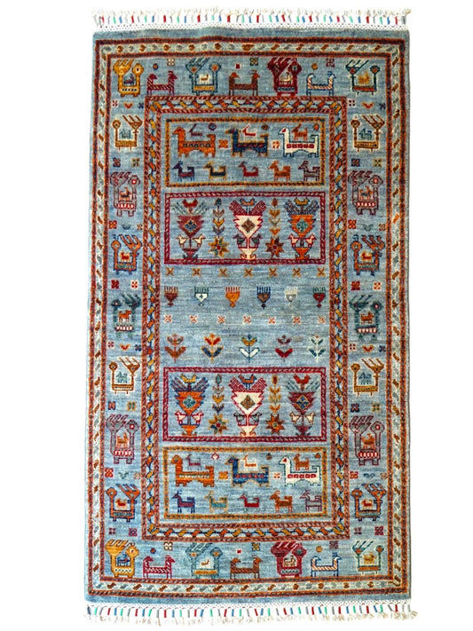  アフガニスタン 手織りガズニギャッベ 123×77