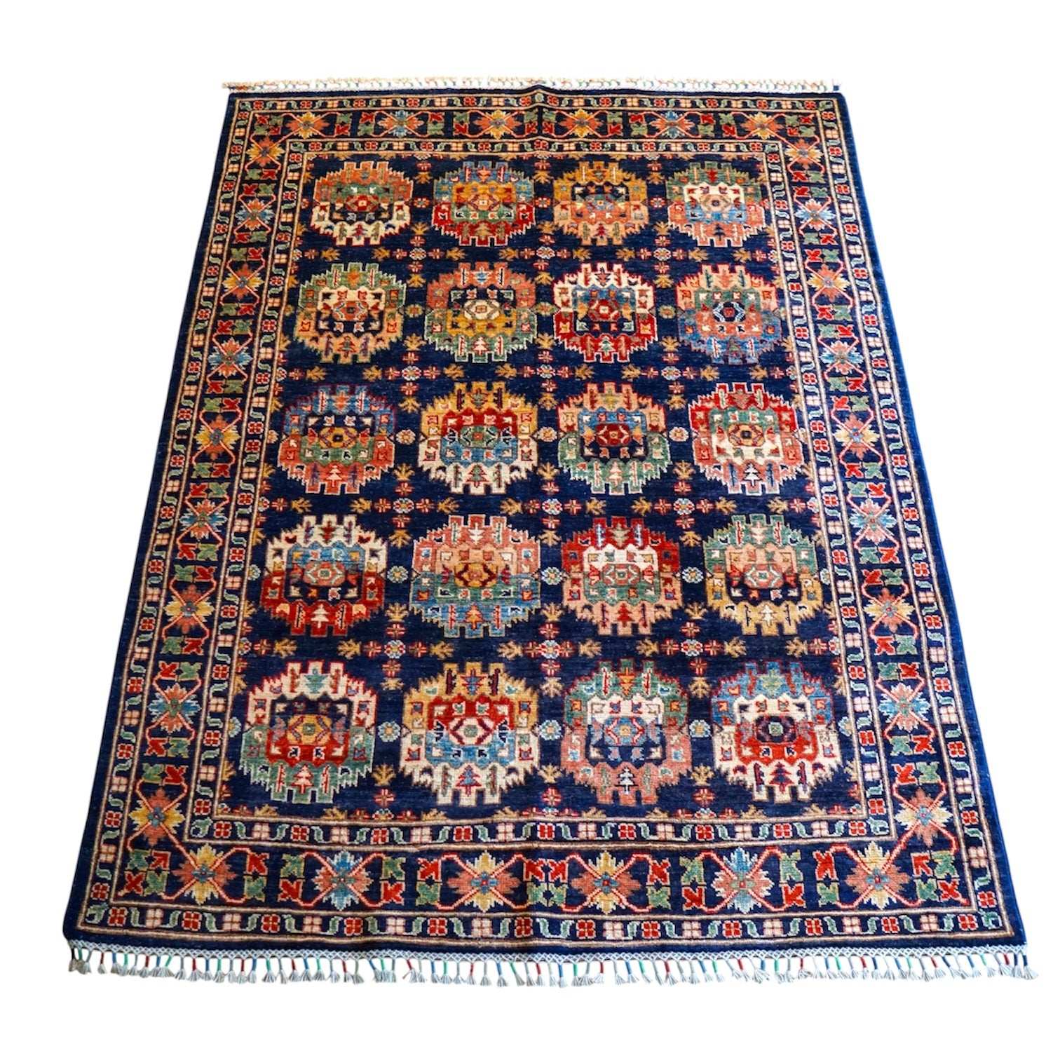 アフガニスタンの手作り絨毯size:70x73‼️ アフガニスタンガズニ産 手織り絨毯 191×150cm｜天然染料ウールの