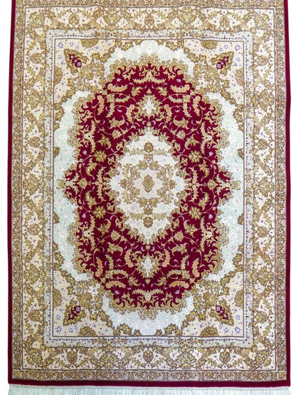  ペルシャ絨毯 タブリーズ産 196×151cm 50Raj｜コルクウール＆シルク 手織り 高密度ラグ