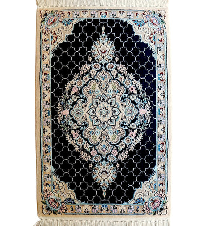  ペルシャ手織り絨毯 ナイン産 93×65cm