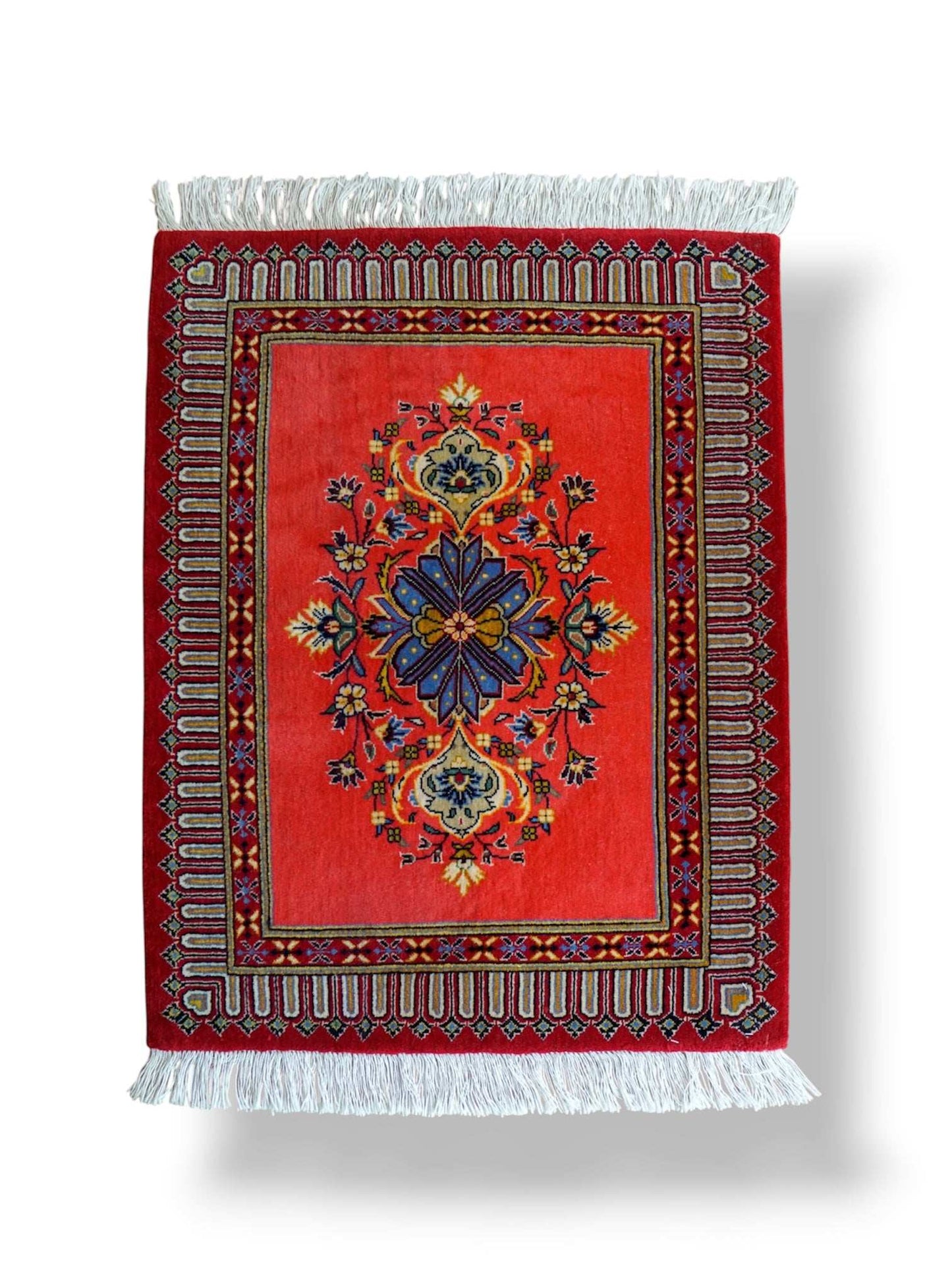  ペルシャ絨毯 カシャーン産 (カシャン)90×72cm｜上質ウール使用 手織り玄関マット