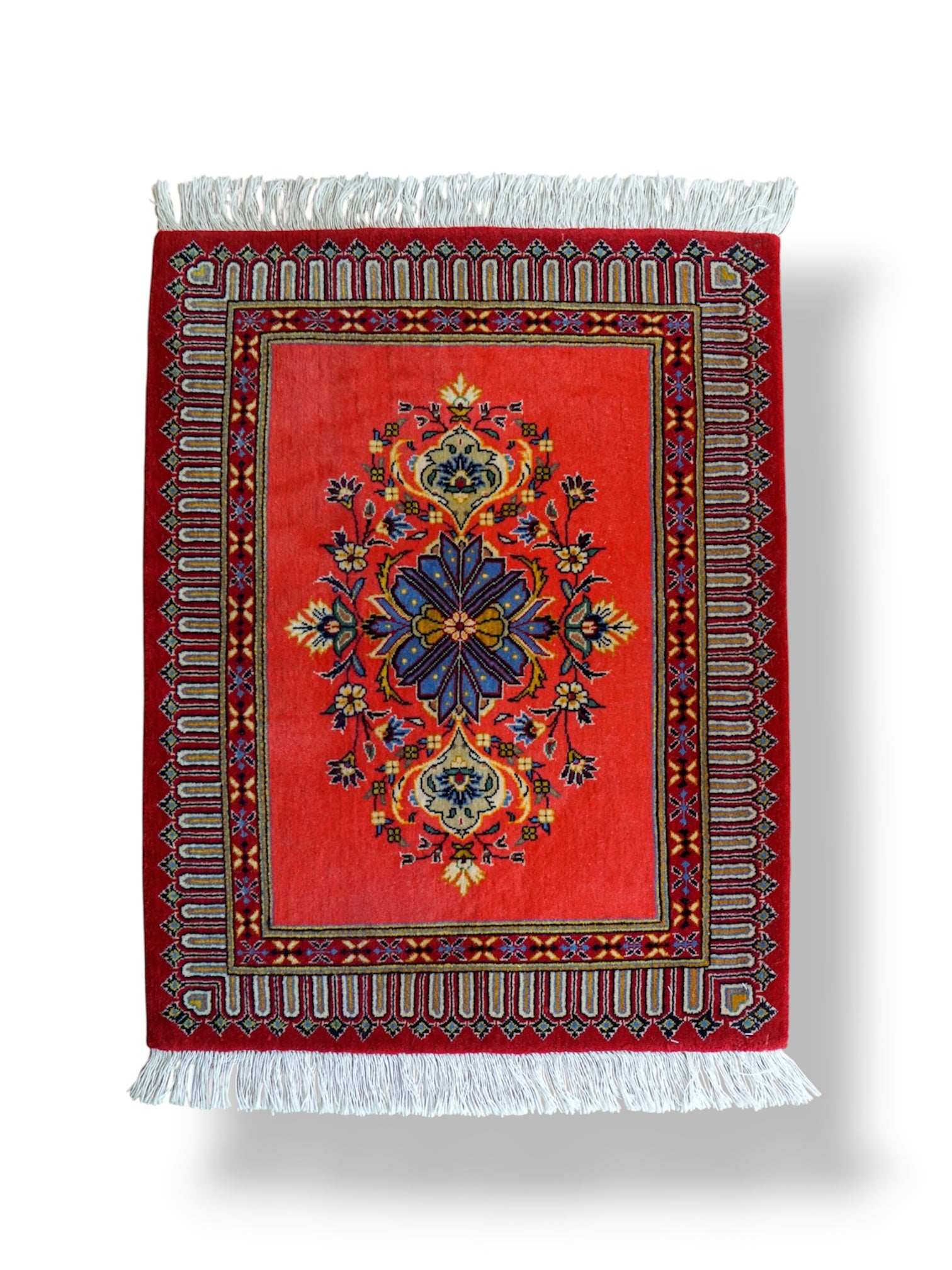  ペルシャ絨毯 カシャーン産 (カシャン)90×72cm｜上質ウール使用 手織り玄関マット