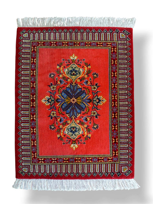  ペルシャ絨毯 カシャーン産 (カシャン)90×72cm｜上質ウール使用 手織り玄関マット