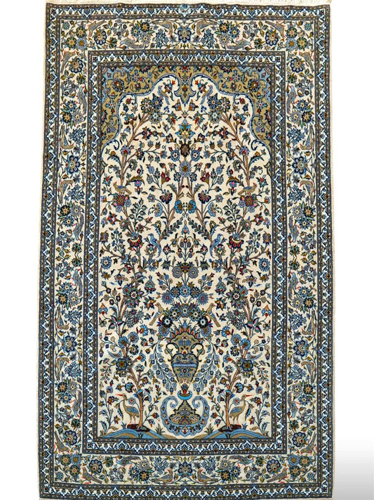  ペルシャ絨毯 カシャーン産 215×140cm｜美しい生命の樹デザイン 手織りウールラグ
