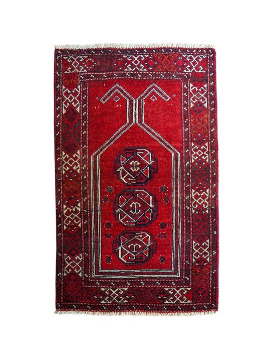  ペルシャ・オールドトルクメン 手織り絨毯 97×62cm｜トライバルラグ ヴィンテージ絨毯  prayer rug