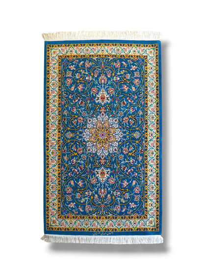  ペルシャ絨毯 イスファハン産 シャー・シャハニ房 約150×98cm｜コルクウール＆シルク 手織り 高級ペルシャ絨毯