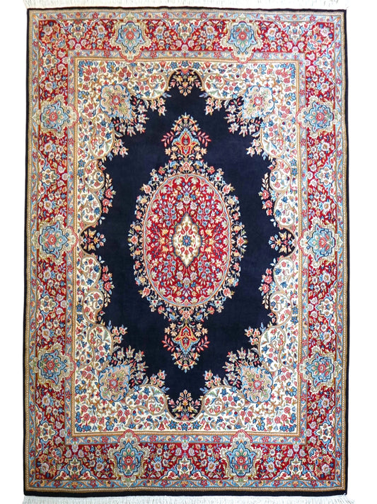  ペルシャ絨毯 ケルマン産 手織りメダリオン文様 245×180cm