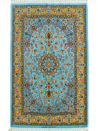  ペルシャ絨毯 イスファハン産 シャーシャハニ工房 約170×115cm｜コルクウールとシルク