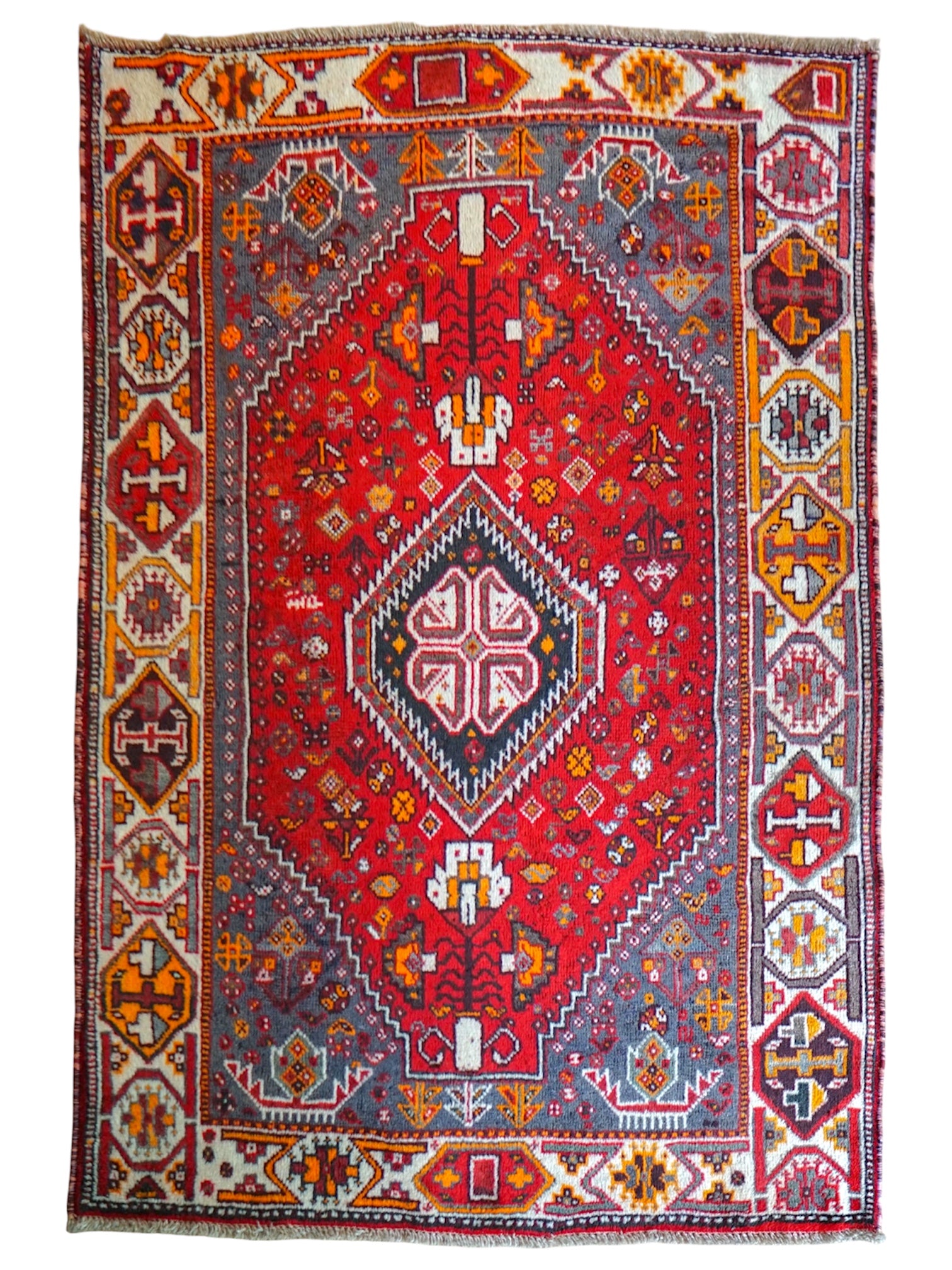  オールド ペルシャ手織り絨毯 カシュガイ族 157×108cm｜トライバルラグ