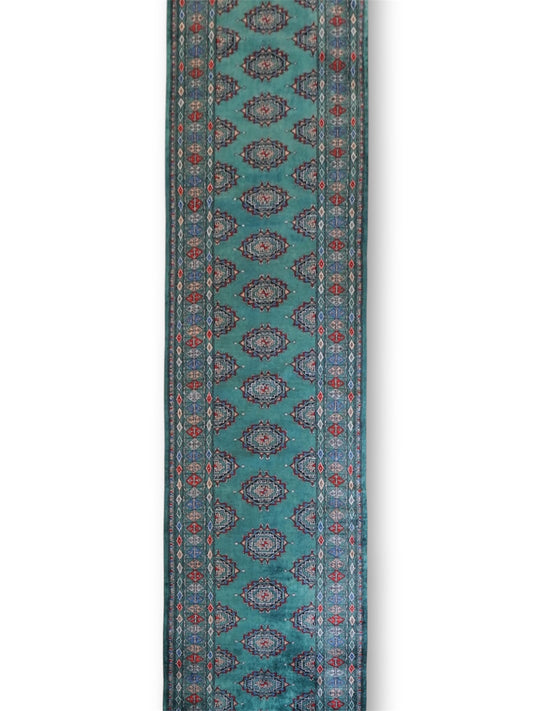  パキスタン手織り絨毯 ランナー 368×79cm トライバルラグ