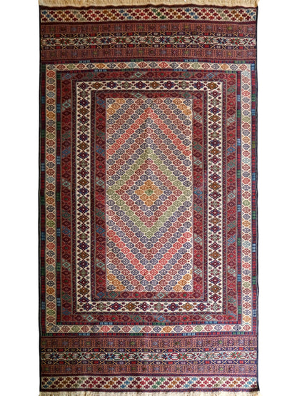  ペルシャ手織りキリム 200×125cm｜伝統トライバルラグ 平織りラグ ウール100％