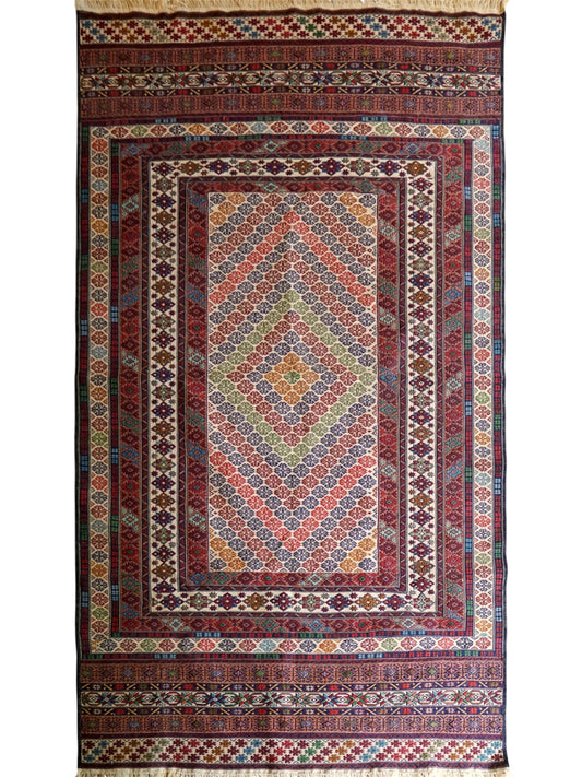  ペルシャ手織りキリム 200×125cm｜伝統トライバルラグ 平織りラグ ウール100％
