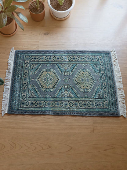  パキスタン手織り絨毯 95×62cm｜ニュージーランド産メリノウール使用 玄関マット
