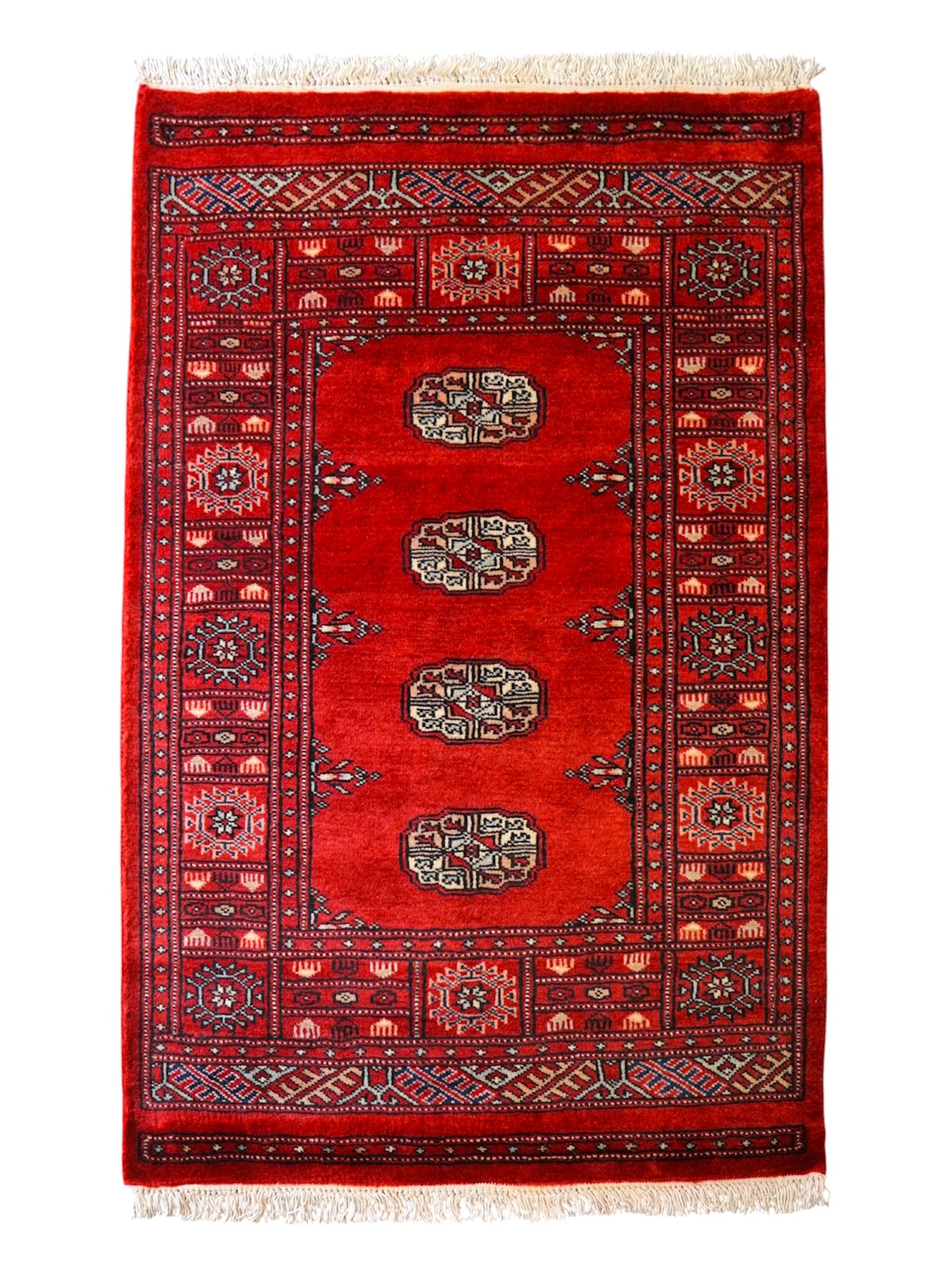  114×80cm トルクメン ボハララグ 手織り絨毯 パキスタン絨毯