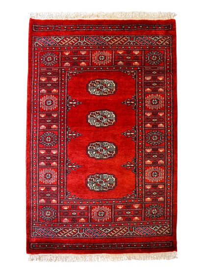  114×80cm トルクメン ボハララグ 手織り絨毯 パキスタン絨毯