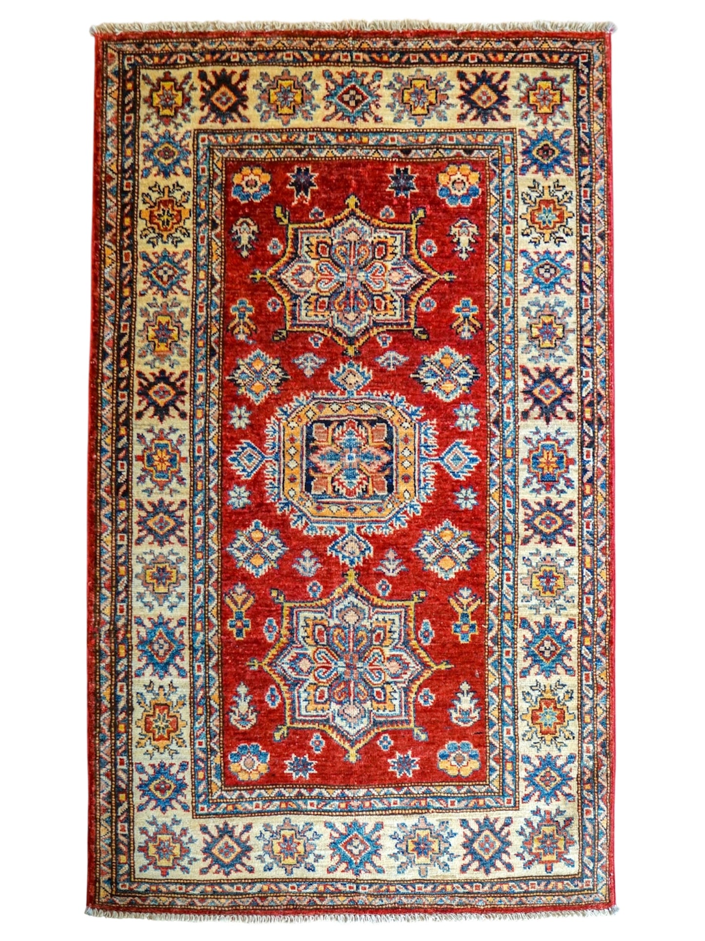 アフガニスタン手織り絨毯 ガズニーウール カザックデザイン 150×98cm